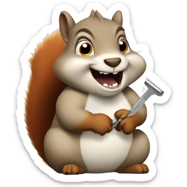 Fat squirrel with razor sharp teeth sticker