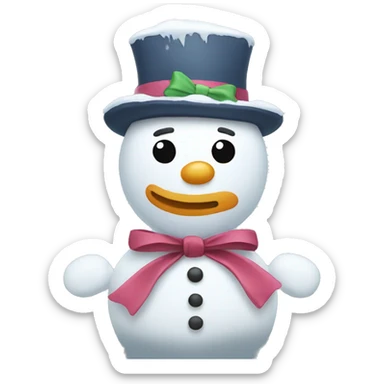 snow man with bows sticker