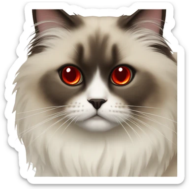 himalayan ragdoll cat with dark brown face and red eyes sticker