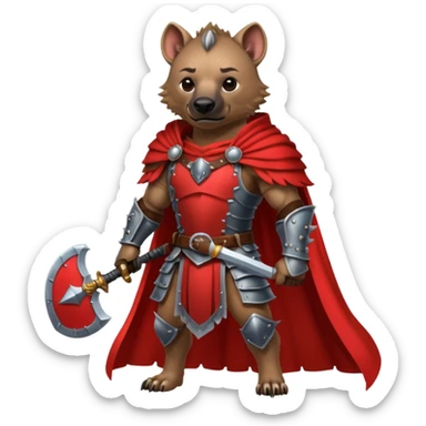 Strong hyena knight warrior with red cape  sticker