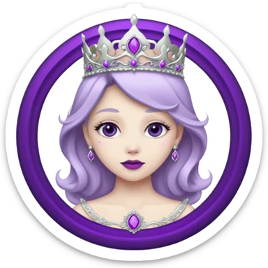 Purple shadow rose silver circle plaque with silver tiara sticker