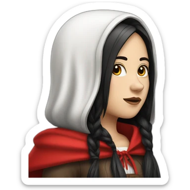 white-girl-long-straight-black-hair-with-white-streak-hair-and-red-ridding-hood sticker