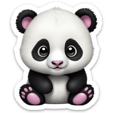 Cinematic Comical Baby Panda Portrait Emoji, Head tilted dramatically with an exaggeratedly amused expression, featuring a quirky, fluffy black and white Fur with wide, expressive eyes filled with playful disbelief, Simplified yet hilariously expressive features, highly detailed, glowing with a slightly sassy glow, high shine, dramatic yet playful, stylized with an air of cheeky mischief, bright and endearing, soft glowing outline, capturing the essence of a spirited and over-the-top baby panda, so meme-worthy it feels like it could roll its eyes into internet fame instantly! sticker