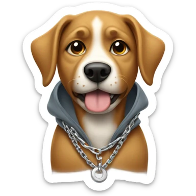 Dog wearing a hoodie and chain. sticker