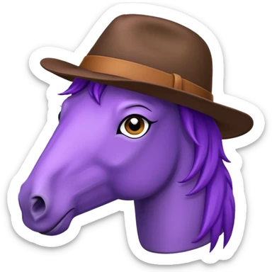 purple horse with brown hat sticker