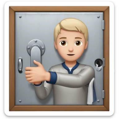 Someone locking a door sticker