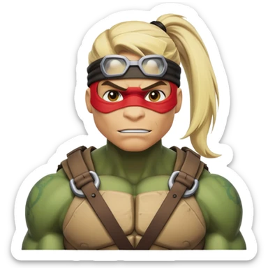 Hun from Teenage Mutant Ninja Turtles, large muscular gang leader with blonde ponytail sticker