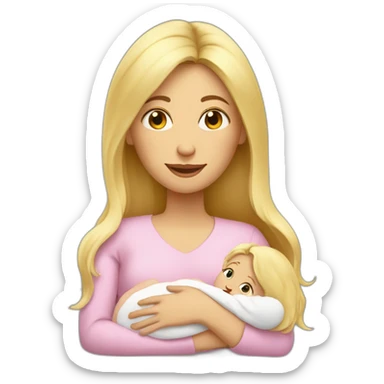 long hair blonde mother with 2 female newborns sticker