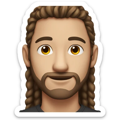 32 years old guy with long brown hair and nose and years piercing rings sticker