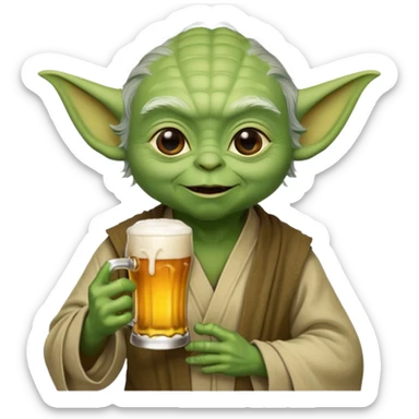 Yoda avec une bierre sticker