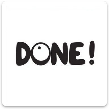 the word 'done' as a standalone icon in notion style hand drawn doodle sticker