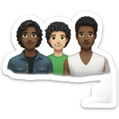 Gay couple, white man with black hair and green eyes, black man with black hair and black eyes sticker