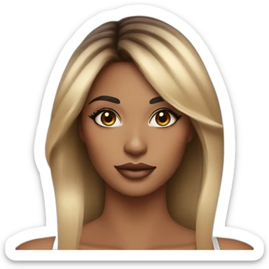 Beautiful woman face with balayage hair and with eyeliner and lashes sticker