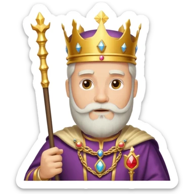 Bearded King, Wise king with short white beard, royal staff in hand, wearing crown
 sticker