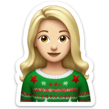 White Girl wearing in Christmas sweater  sticker