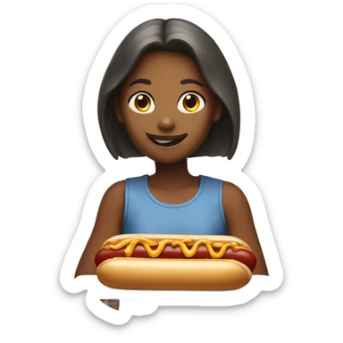 Girl eating hotdog sticker