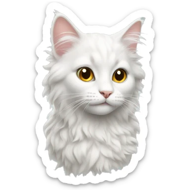 White Cat with curly hair sticker