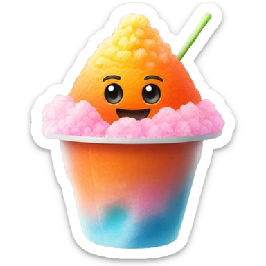 realistic pink and orange hawaiian shaved ice sticker