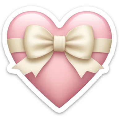 light pink heart with cream bow sticker