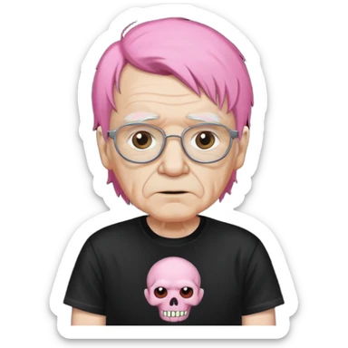 pink haired metalhead grandpa sticker
