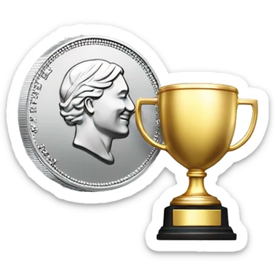 platinum coin with ilver trophy on it sticker