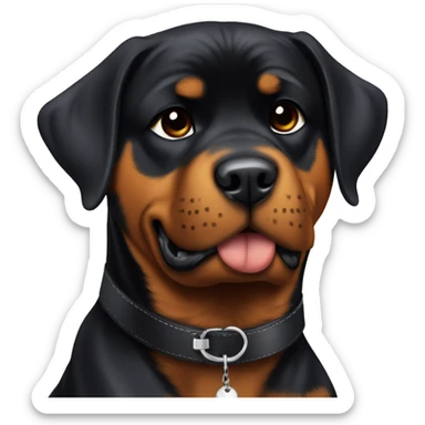 rottweiler wearing a collar that says “Tank” sticker