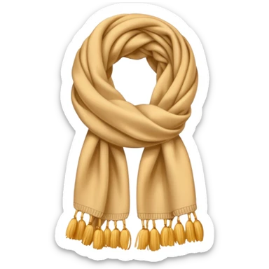 Realistic golden beige winter scarf isolated. sticker