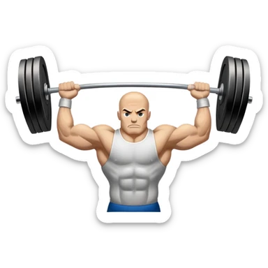 Powerlifting emblem featuring a stylized barbell with heavy weights on each side, flanked by muscular arms gripping the bar. The design is bold and dynamic, symbolizing strength and determination. The background is minimal, focusing on the emblem itself, with a sleek and professional look.  sticker