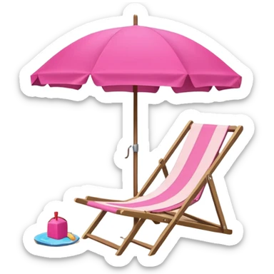Beach chair under pink umbrella  sticker