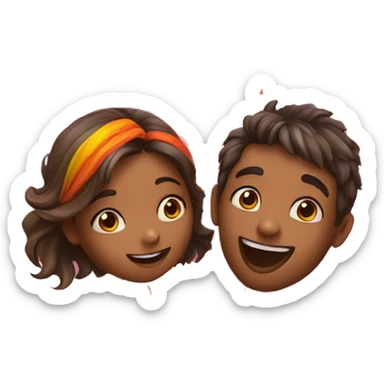 A girl and a boy playing holi sticker