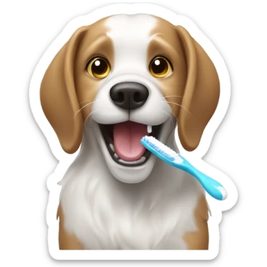 Dog brushing teeth  sticker