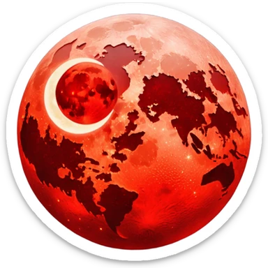 glitter red blood moon crescente sticker
