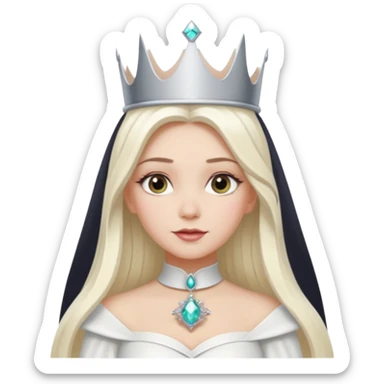 The Good Witch from The Land of Oz with long white blonde hair, white outfit and crown sticker