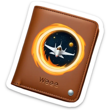 Men’s wallet flying into a black hole in outer space with the caption  weeeeeeee￼ sticker