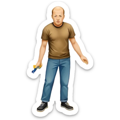 Jackson pollock flicking paint on the floor sticker