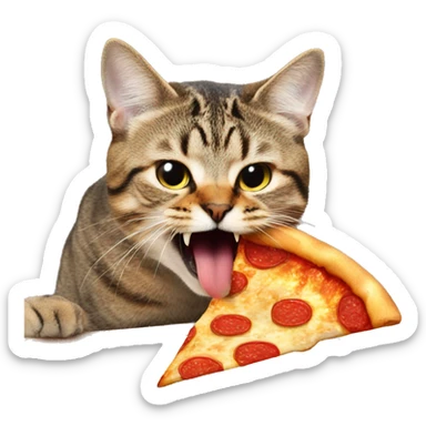 Cat licking pizza sticker