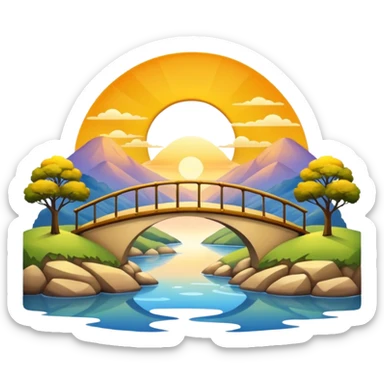 sunrise landscape with a bridge sticker