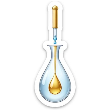 pipette positioned above a golden drop with a dollar sign inside the drop sticker
