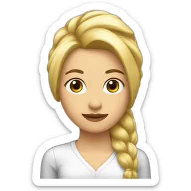 chica de pelo largo ondulado rubia en la computadora sticker