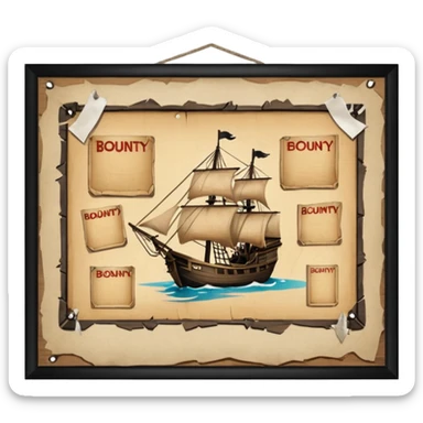 BOUNTIES bord where all BOUNTIES we see sticker