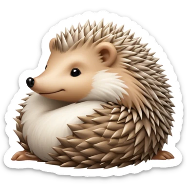 Beautiful and Majestic Hedgehog Portrait Emoji, Head and body resting in serene repose with a gentle, content smile, showcasing a delicately spiky yet soft body with eyes gently closed in peaceful slumber, Simplified yet exquisitely endearing features, highly detailed, glowing with a soft, drowsy forest light, high shine, relaxed and utterly enchanting, stylized with an air of timeless woodland majesty, soft glowing outline, capturing the essence of a beautiful and majestic hedgehog that embodies the serene charm of nature! sticker