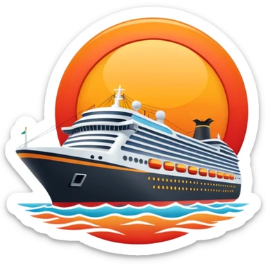 sun setting on a cruise ship sticker