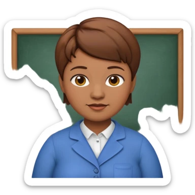 classic teacher emoji but fatter and with a brown pixie cut sticker