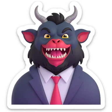 Beast from Beauty and the Beast with human mouth looking friendly, less fierce, elegant clothes sticker