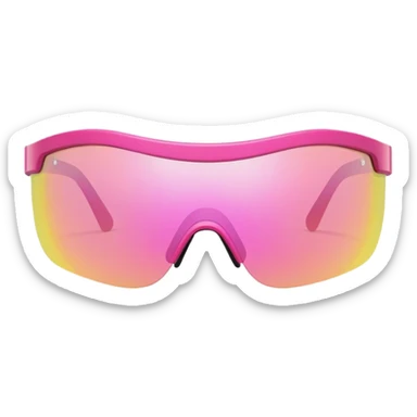 sporty pink shield visor sunglasses with thick frame, one-piece lens sticker