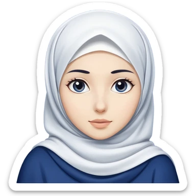 White hijab girl with dark blue hijab sticker