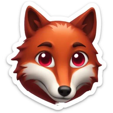 dark red fox face with tiny red heart instead of eyes sticker