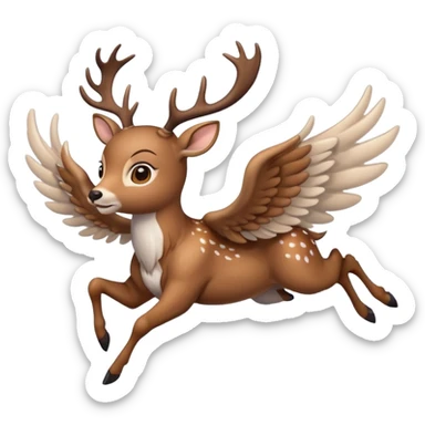 Make a 10 point deer with wings and its flying on a cloud and it is going crazy sticker
