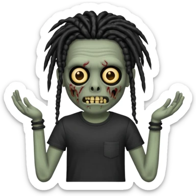 memoji iphone zombie with black dreads black tee and braces sticker
