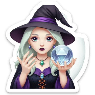 witch with a crystal ball sticker